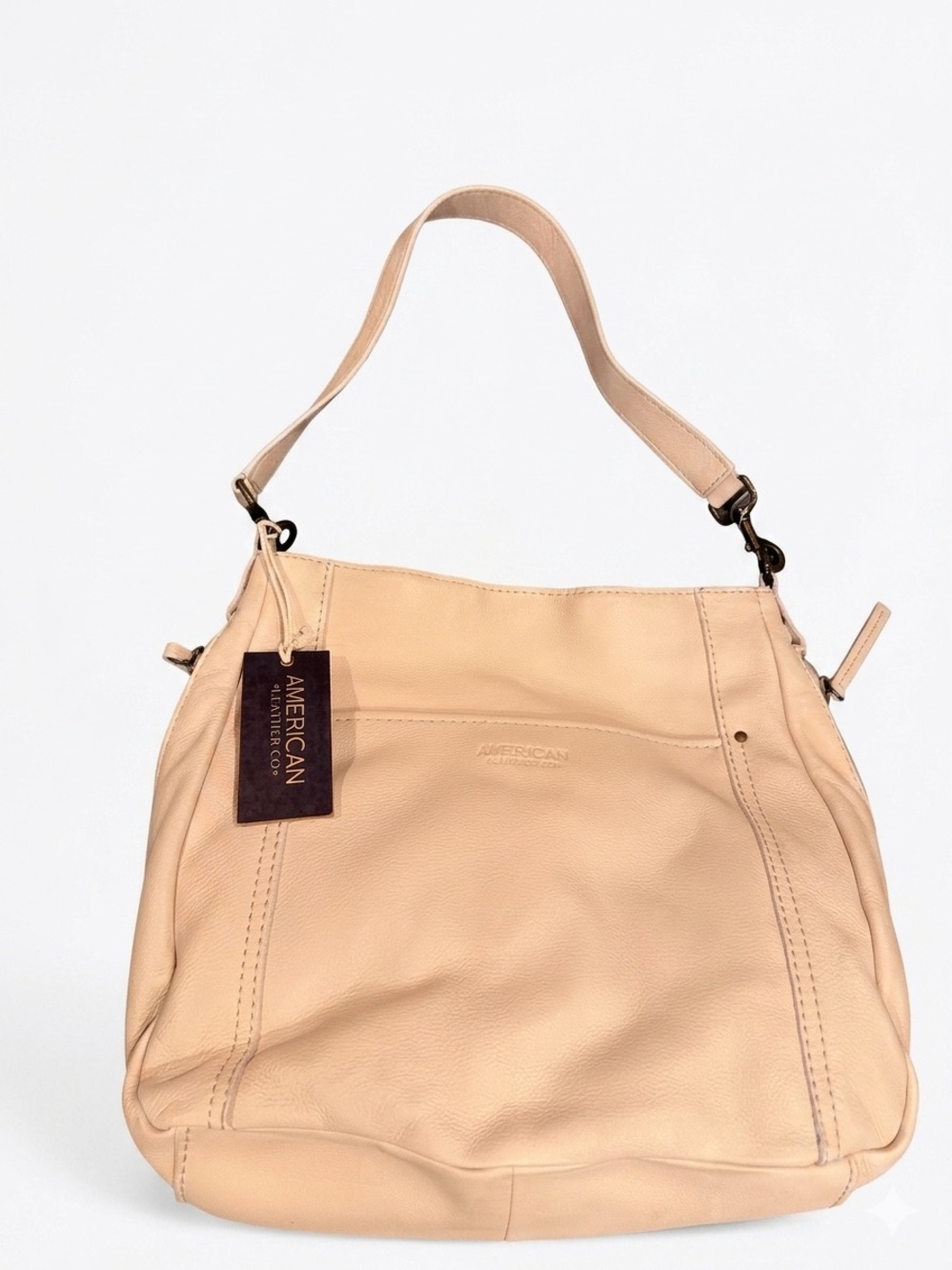 NWT American Leather Co. Austin Leather Beige Shoulder Bag